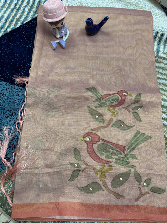 Mul Chanderi Applique Work
