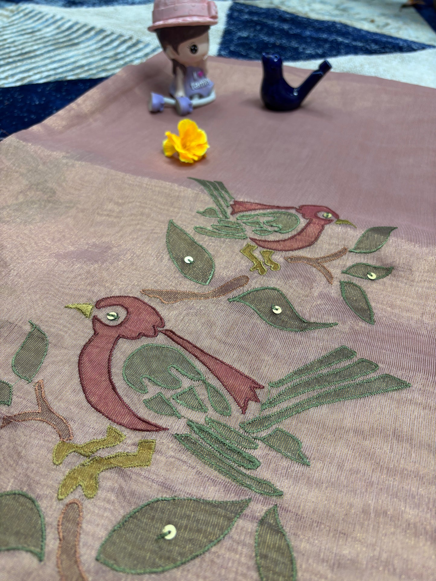 Mul Chanderi Applique Work