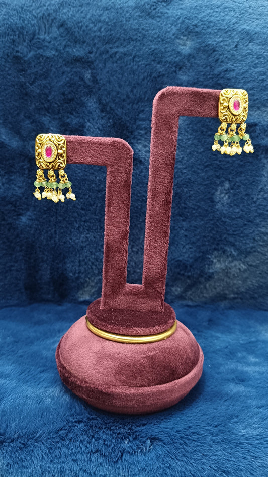 Square LCD Stone Earrings