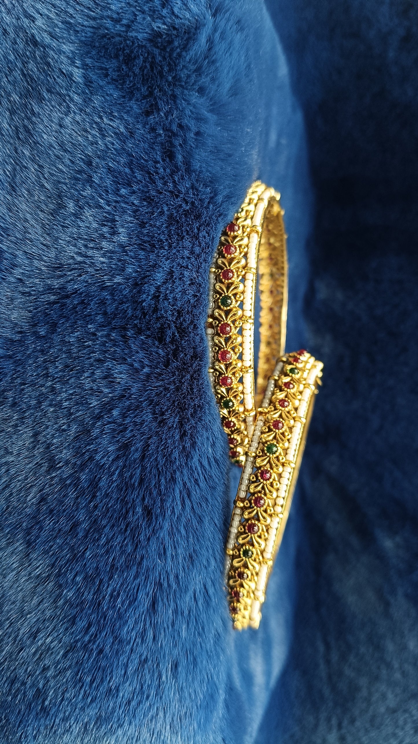 Emerald and Rubby pearls Bangles