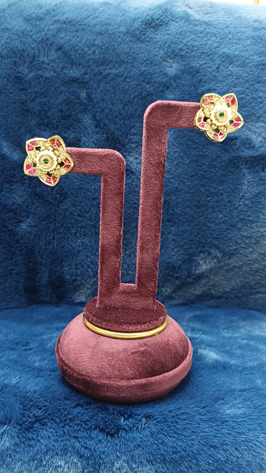 Premium Floral Jadau Kundan studs