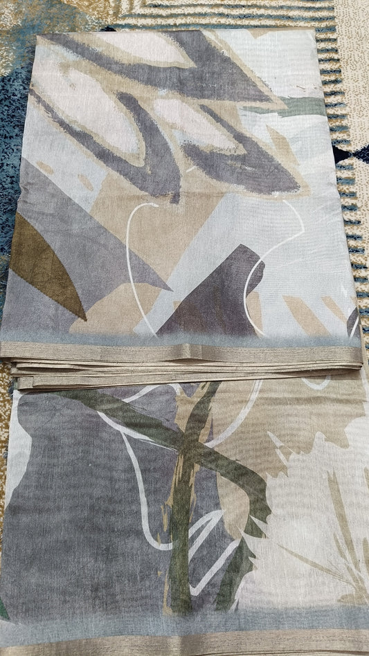 Chanderi silk with geometrical print
