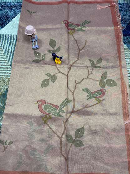 Mul Chanderi Applique Work