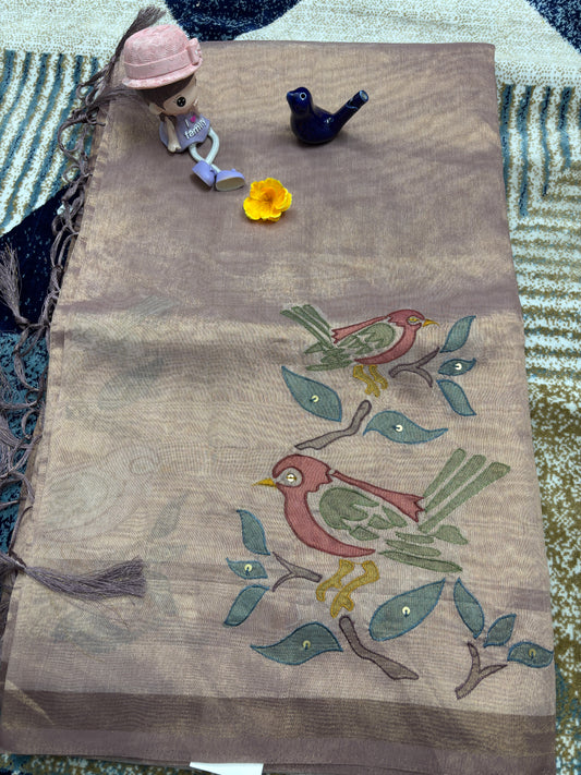 Mul Chanderi Applique Work