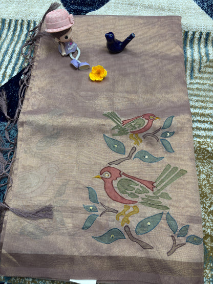 Mul Chanderi Applique Work