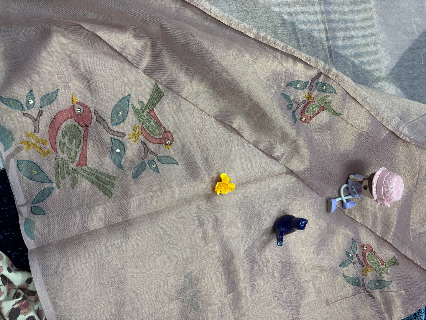 Mul Chanderi Applique Work