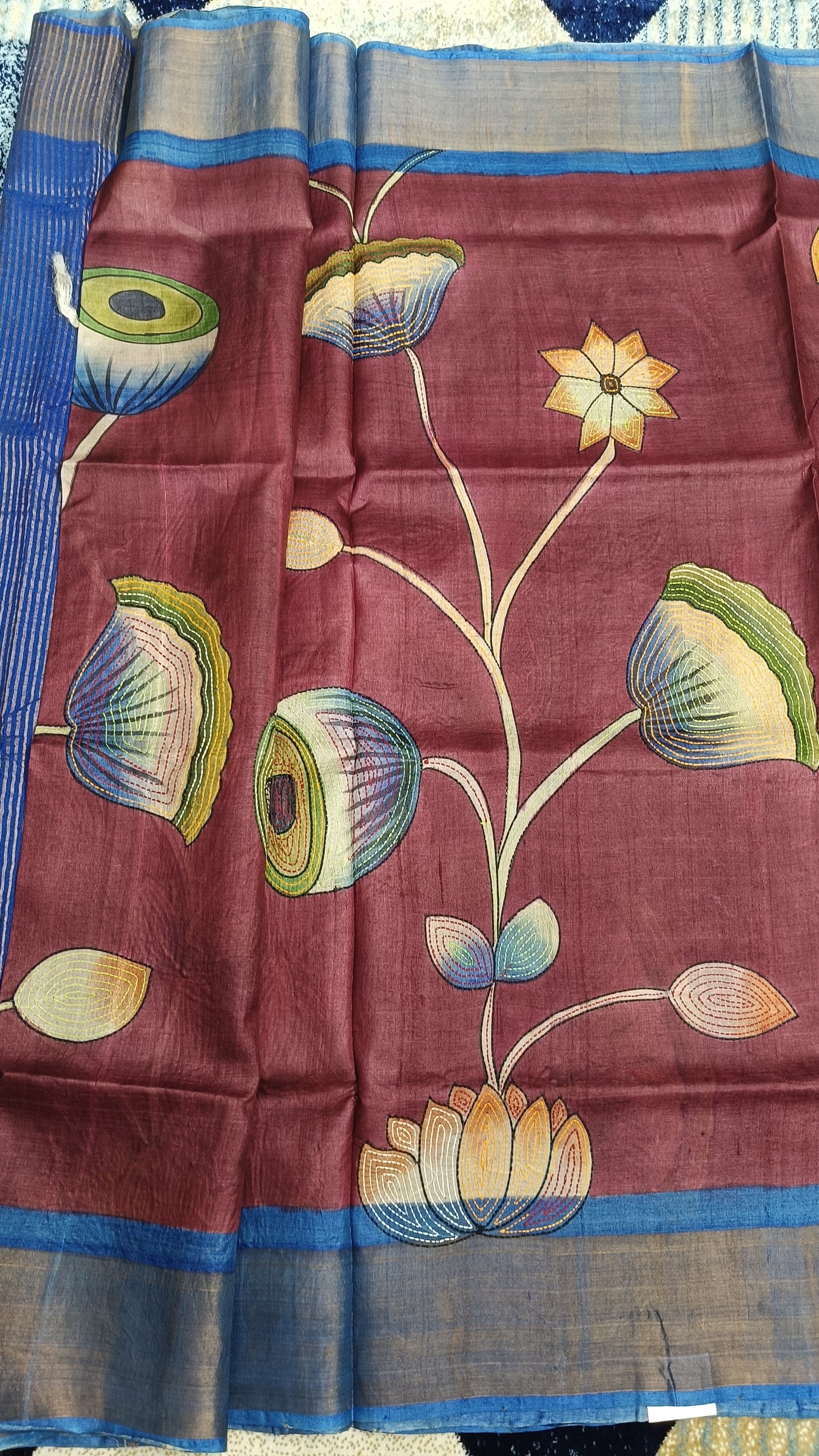 Pure Tussar Kanta Work