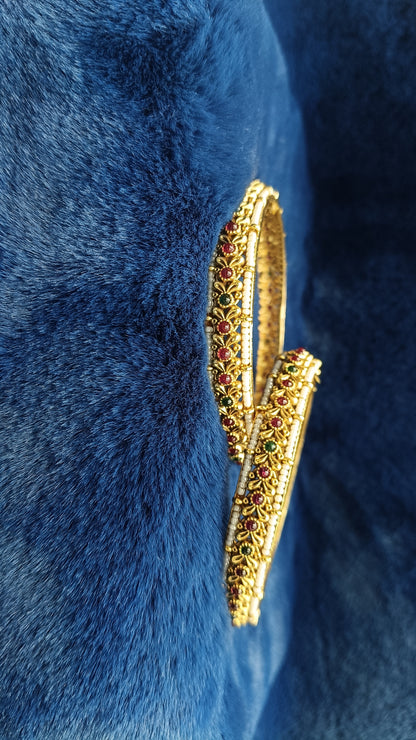 Emerald and Rubby pearls Bangles