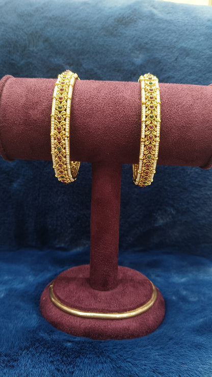 Emerald and Rubby pearls Bangles