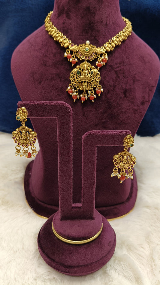 Nakshi Lakshmi Devi & Ganesh neck set with Earrings NN Collections