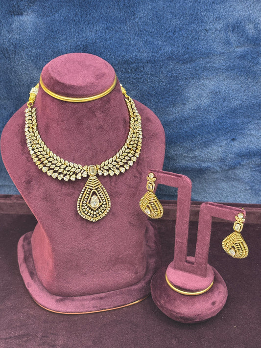 Moissanite stone neck set with Earrings NN Collections